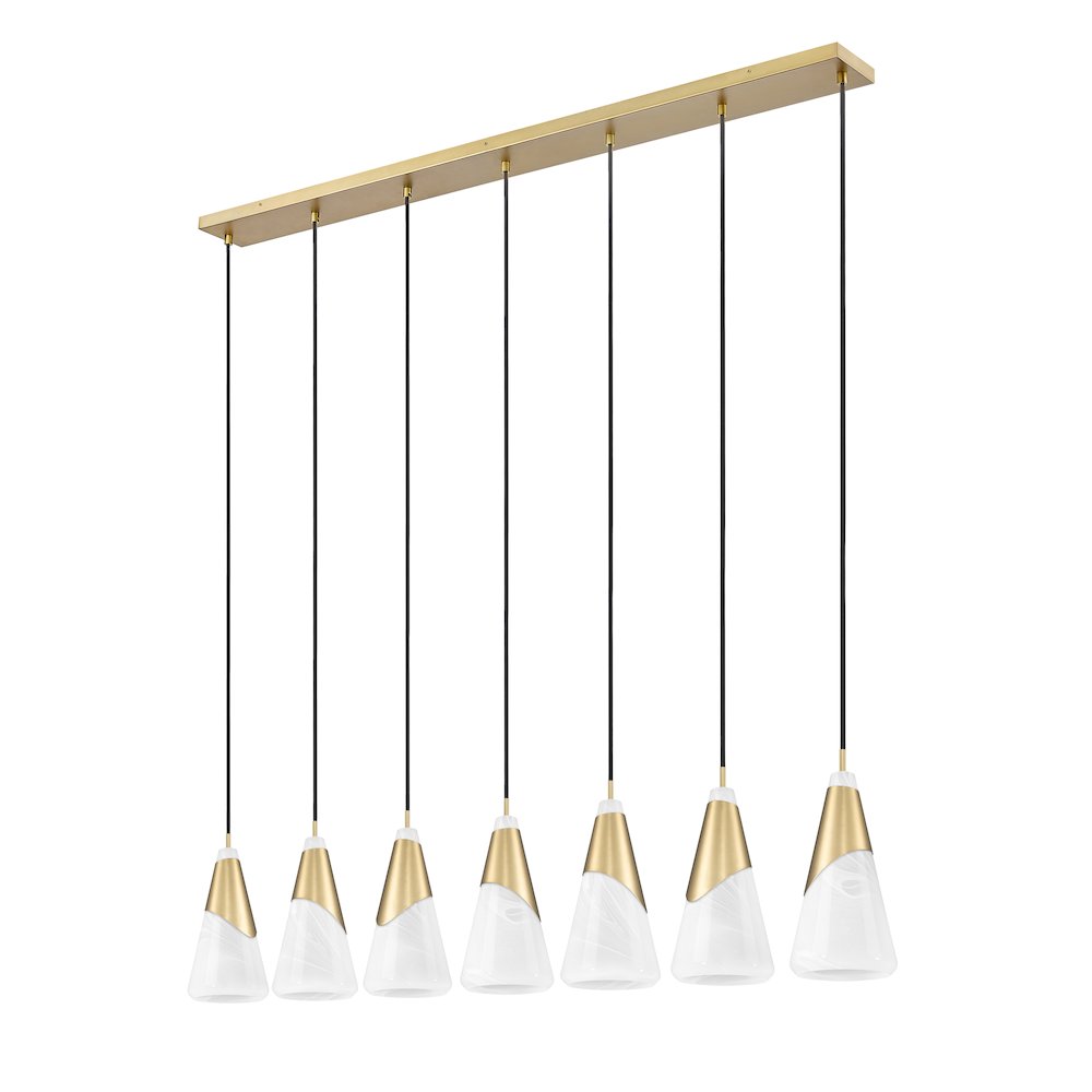 Z-Lite Aimie 7 Light Linear Chandelier, Modern Gold. Picture 5