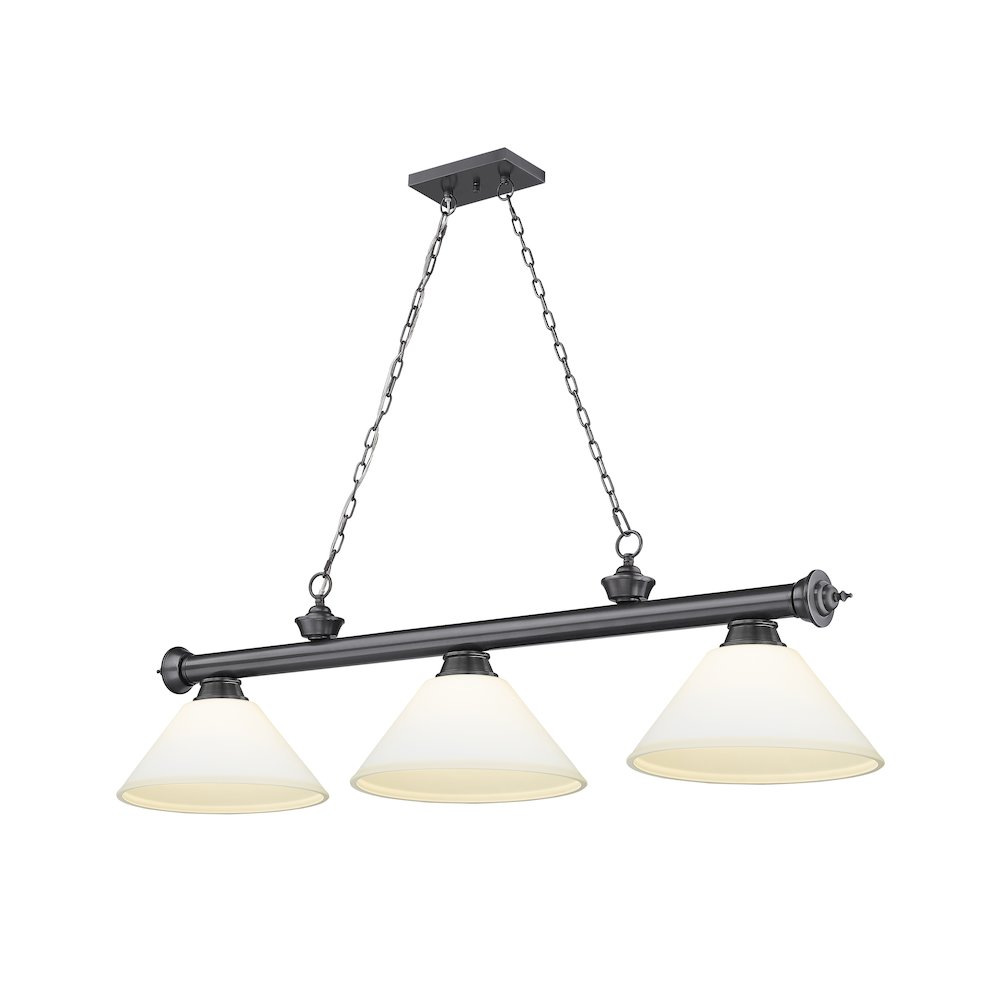 Z-Lite Cordon 3 Light Billiard, Steel Frame, Matte Opal Shade Color. Picture 1