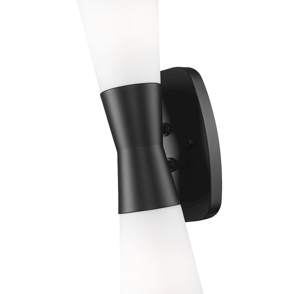 Z-Lite 2 Light Wall Sconce, Matte Black. Picture 4