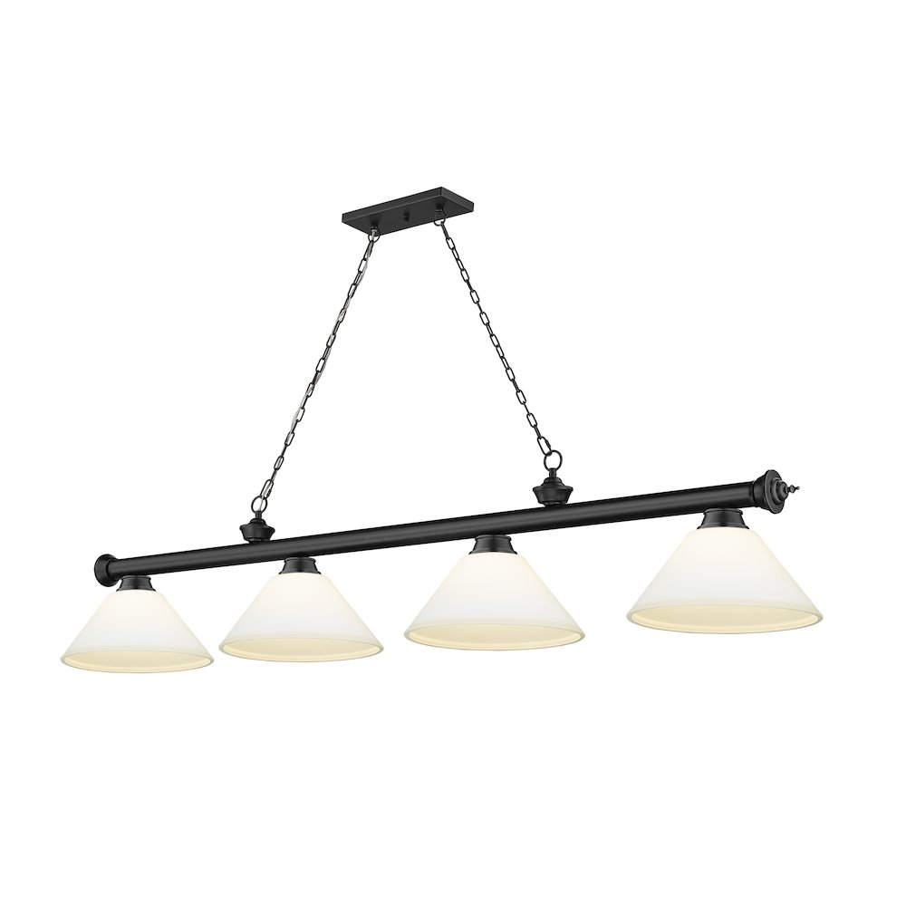 Z-Lite Cordon 4 Light Billiard, Steel Frame, Matte Opal Shade Color. Picture 1