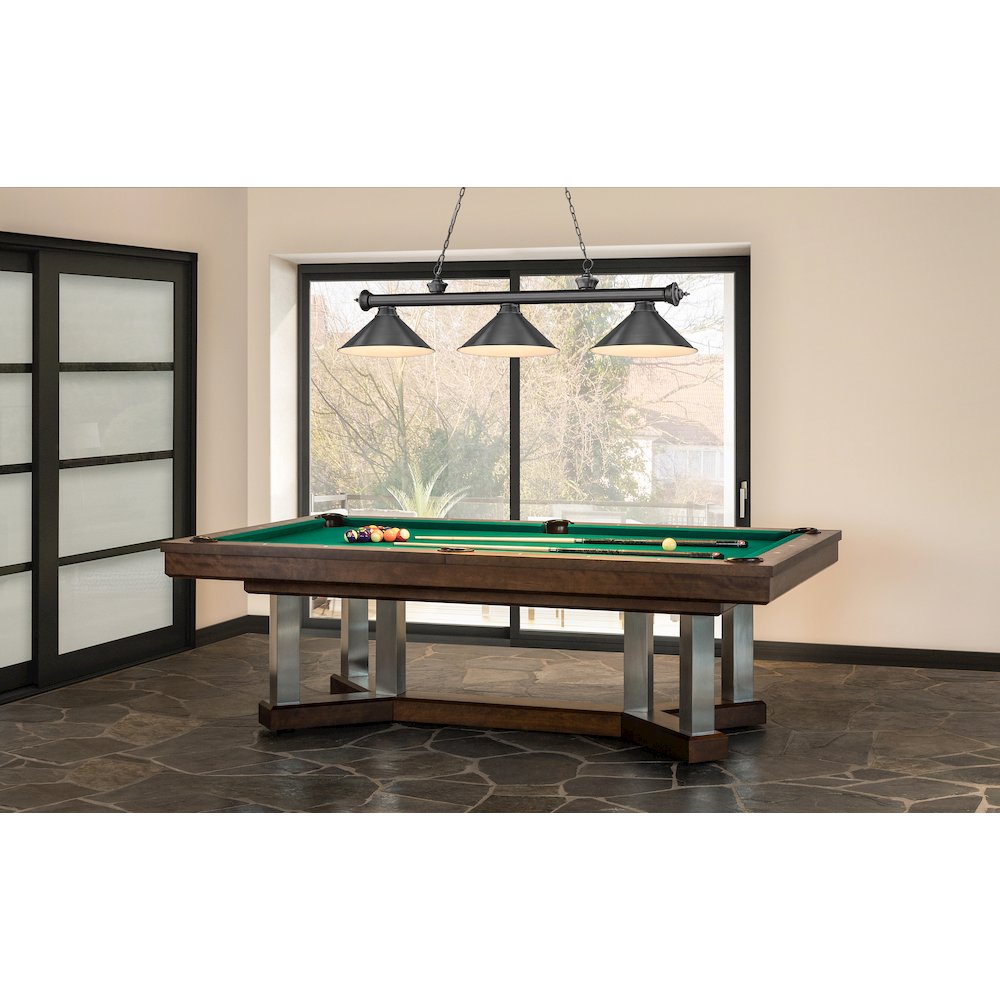 Z-Lite Cordon 3 Light Billiard, Steel Frame, Bronze Plate Shade Color. Picture 6