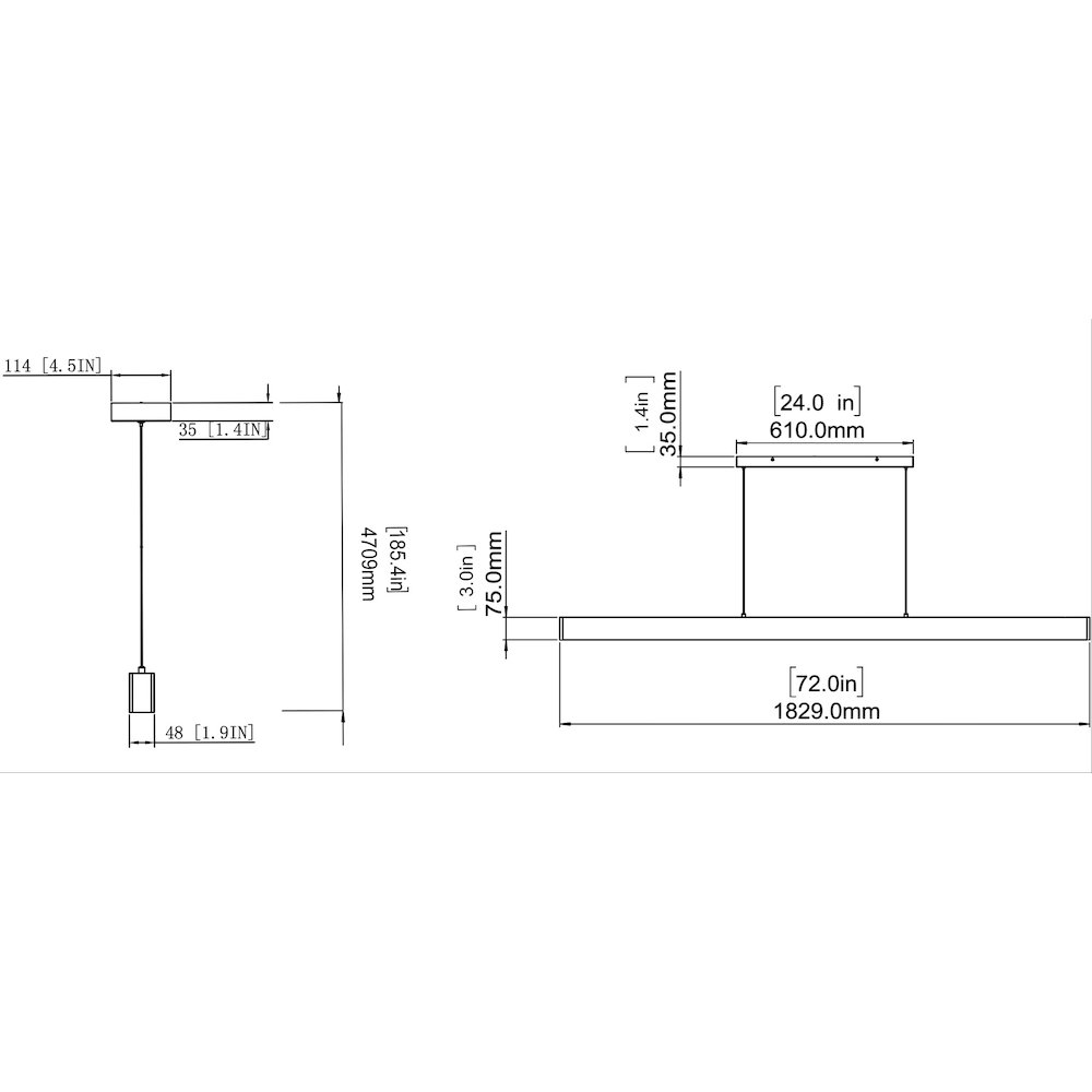 Z-Lite 1 Light Linear Chandelier, Brushed Nickel. Picture 8