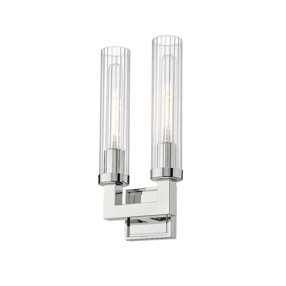 Z-Lite Beau 2 Light Wall Sconce in Polished Nickel Frame Finish. Picture 3