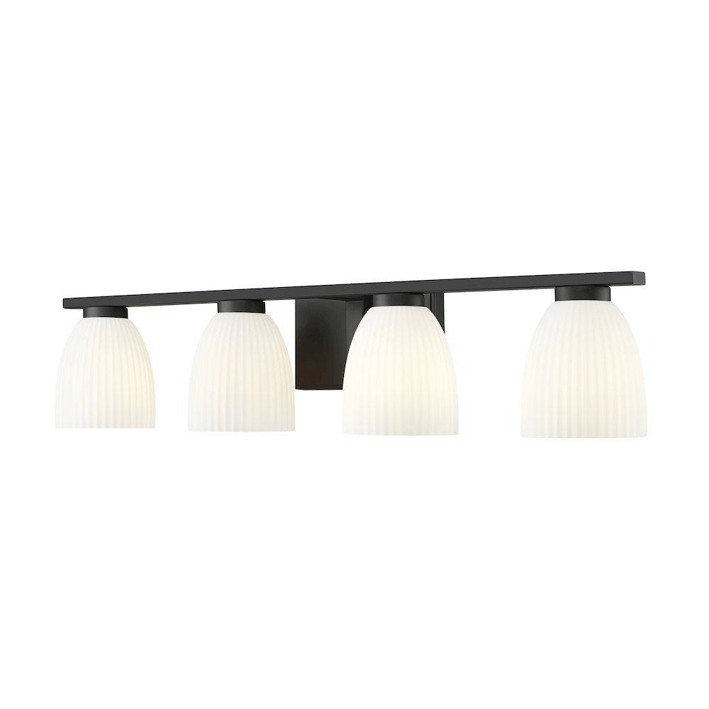 Z-Lite Naya 4 Light Vanity in Matte Black color, Steel frame. Picture 1