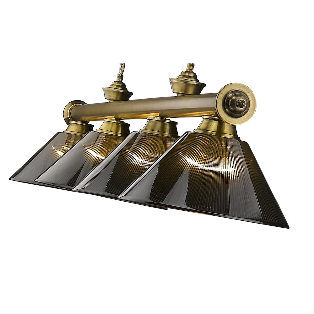 Z-Lite Cordon 4 Light Billiard, Steel Frame, Smoke Shade Color. Picture 4