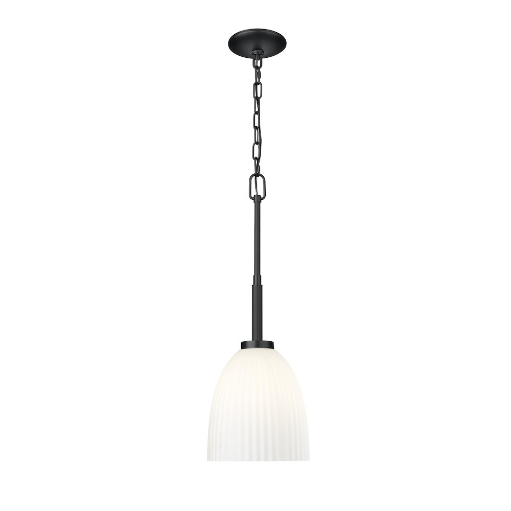Z-Lite Naya 1 Light Pendant in Matte Black color, Steel frame. Picture 1