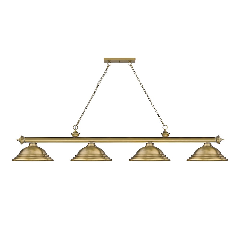 Z-Lite Cordon 4 Light Billiard, Steel Frame, Rubbed Brass Shade Color. Picture 2