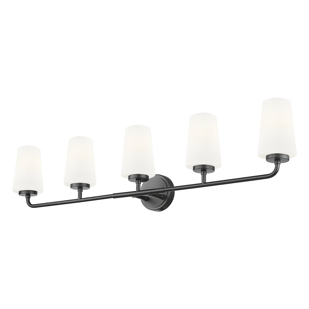 Z-Lite Montford 5 Light Vanity in Matte Black color, Steel frame. Picture 3