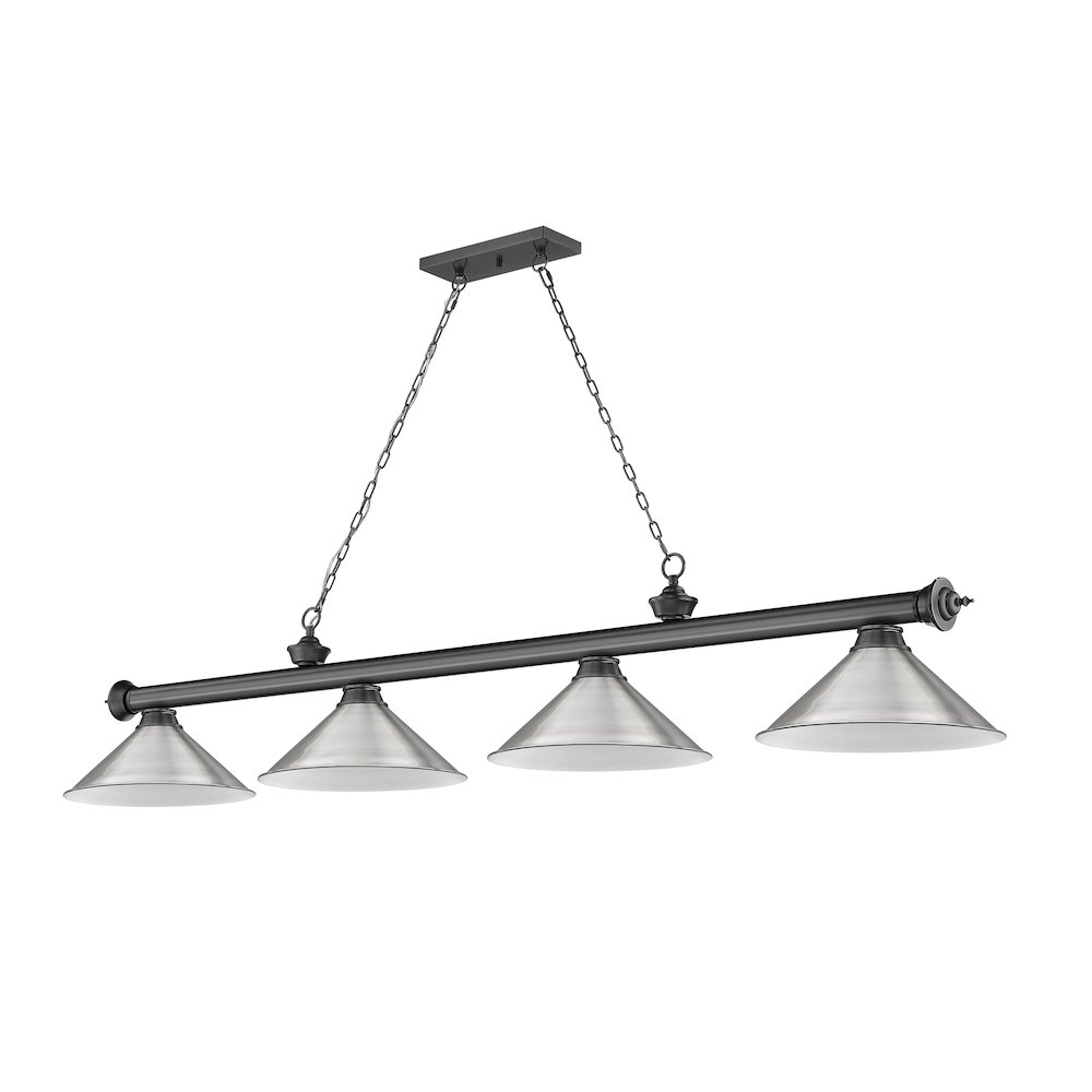 Z-Lite Cordon 4 Light Billiard, Steel Frame, Brushed Nickel Shade Color. Picture 5
