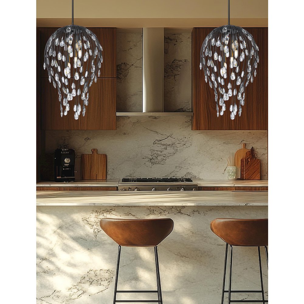 Z-Lite 6 Light Pendant, Matte Black. Picture 6