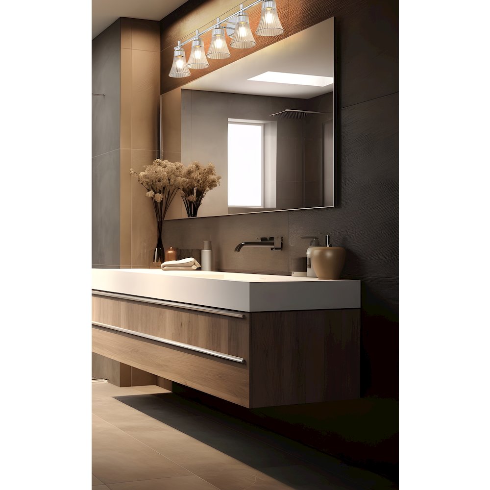 Z-Lite Belle 5 Light Vanity in Chrome color, Steel frame. Picture 6