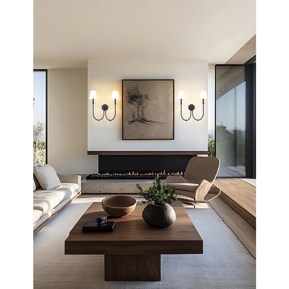 Z-Lite 2 Light Wall Sconce, Matte Black. Picture 6