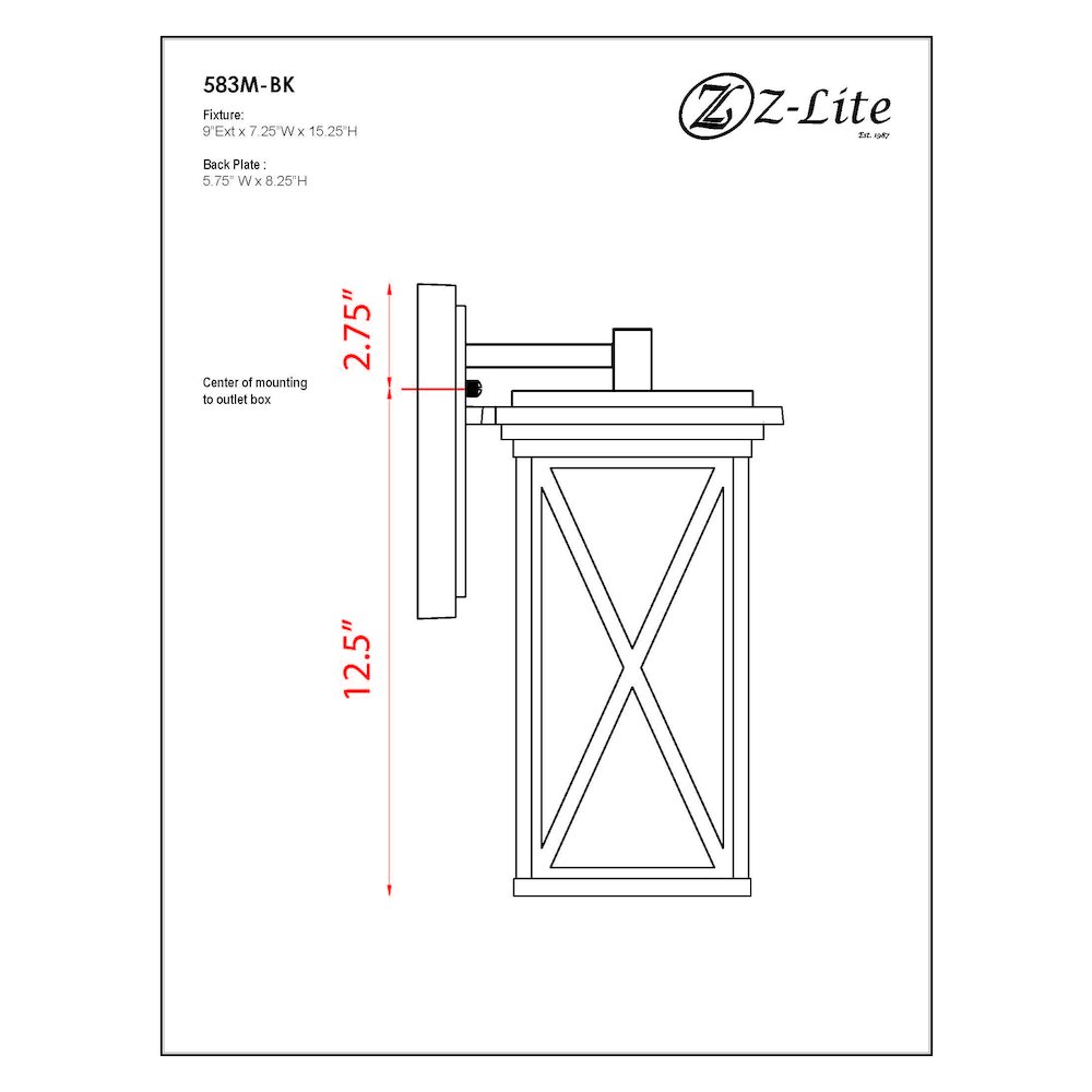 Z-Lite 1 Light Outdoor Wall Light. Picture 9