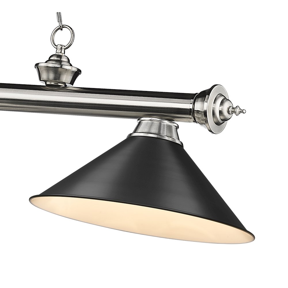 Z-Lite Cordon 3 Light Billiard, Steel Frame, Matte Black Shade Color. Picture 4