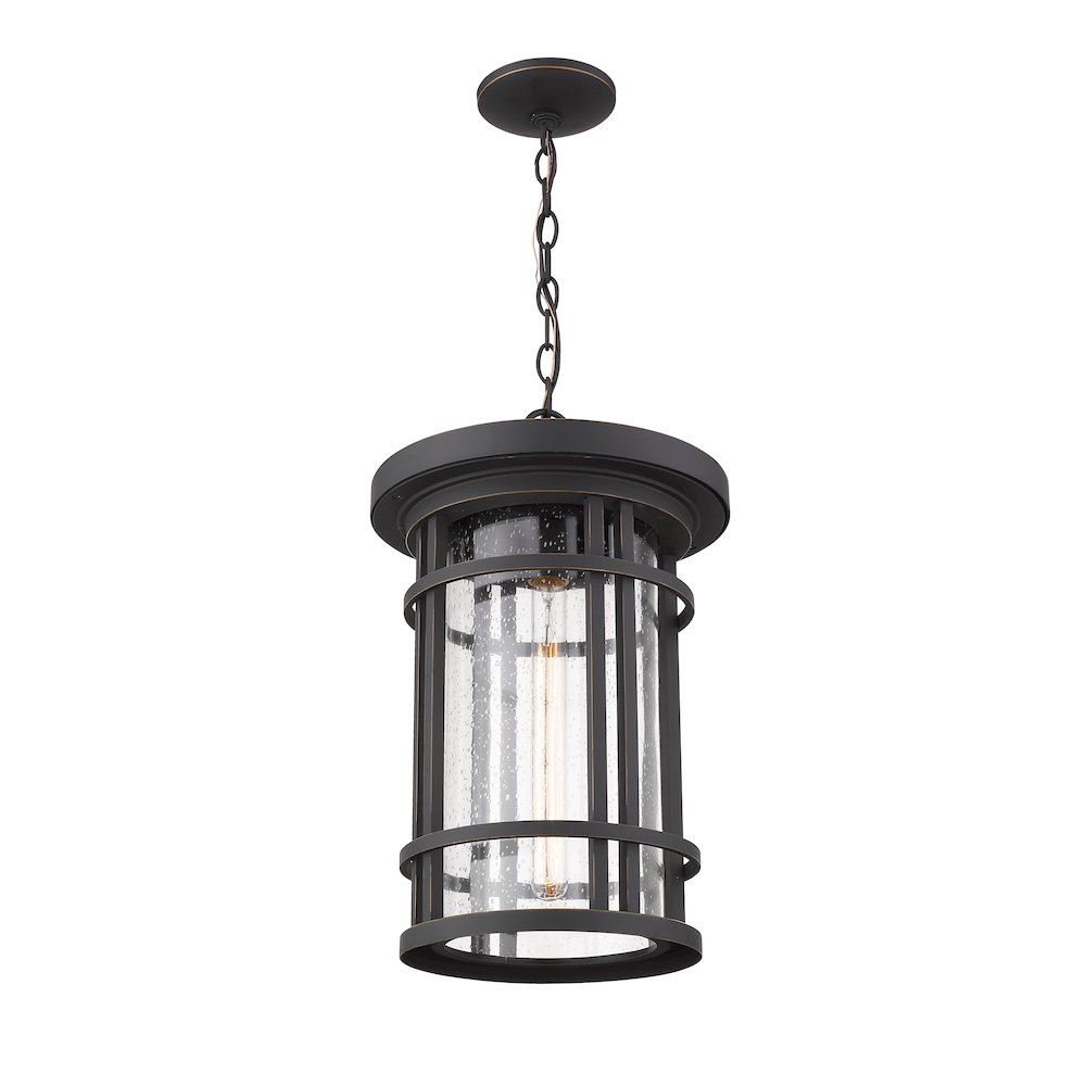 Z-Lite Jordan 1 Light Outdoor Chain Mount Ceiling Fixture, Oil Rubbed Bronze. Picture 2