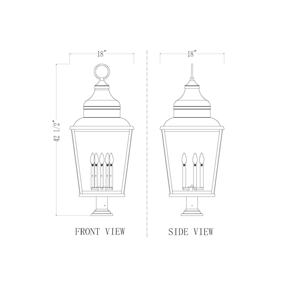 Z-Lite 5 Light Outdoor Pier Mounted Fixture, Sand Black. Picture 8