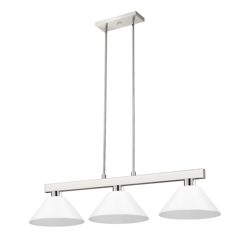 Z-Lite Cobalt 3 Light Billiard, Steel Frame, White Shade Color. Picture 5