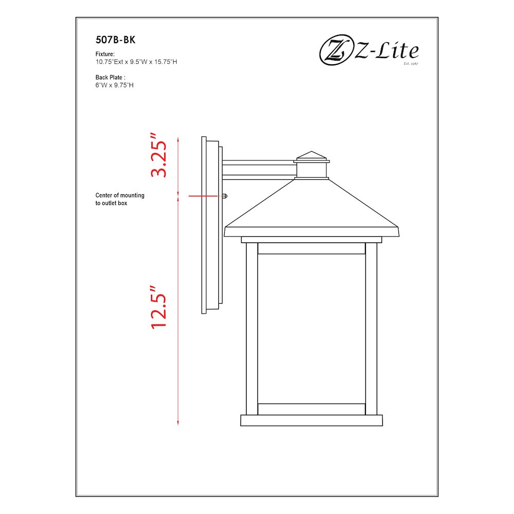 Z-Lite 1 Light Outdoor Wall Light. Picture 2