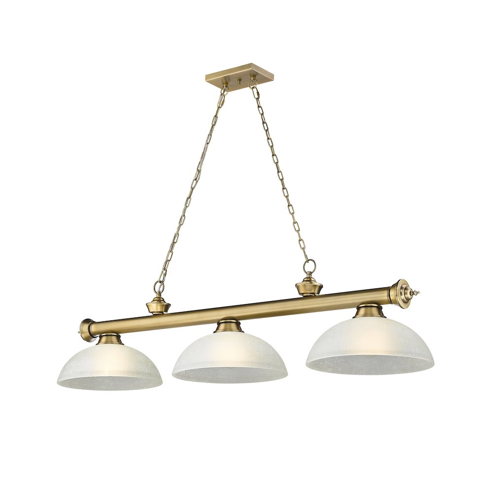 Z-Lite Cordon 3 Light Billiard, Steel Frame, White Linen Shade Color. Picture 1
