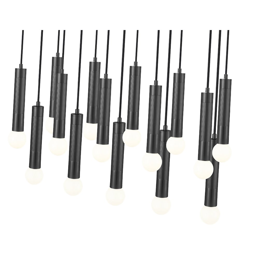 Z-Lite Stari 17 Light Linear Chandelier in Matte Black color, Steel frame. Picture 4