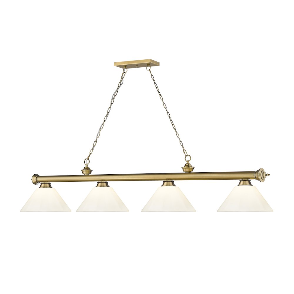 Z-Lite Cordon 4 Light Billiard, Steel Frame, White Shade Color. Picture 3