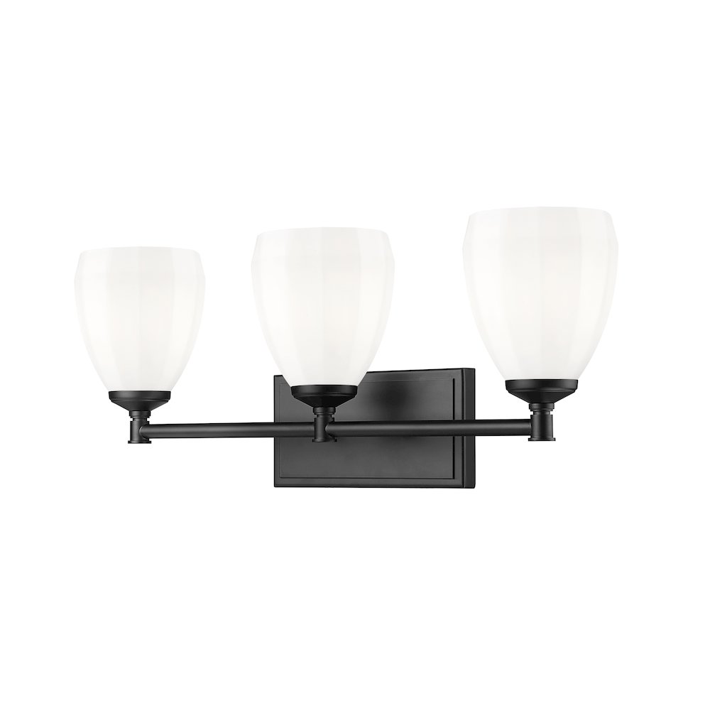 Z-Lite Oren 3 Light Vanity in Matte Black color, Steel frame. Picture 1