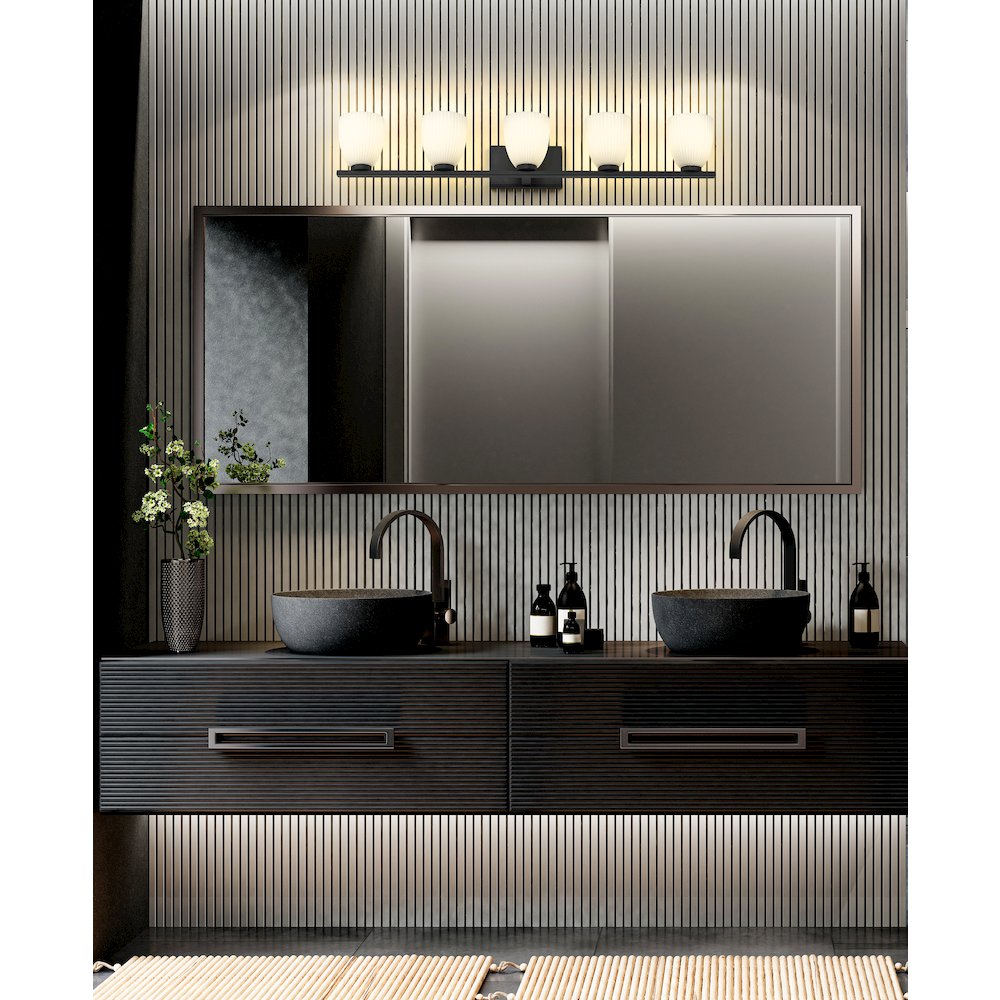 Z-Lite Naya 5 Light Vanity in Matte Black color, Steel frame. Picture 6