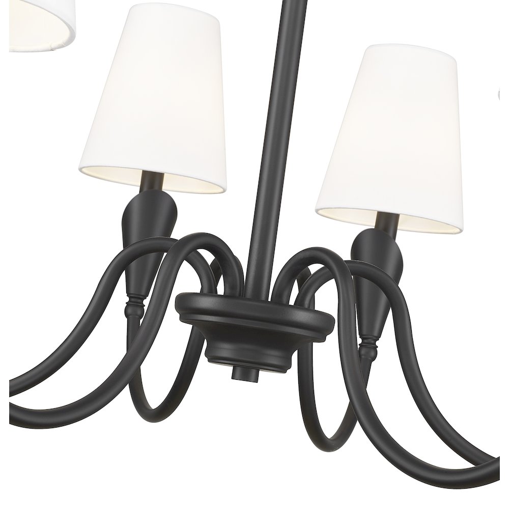 Z-Lite Claudelle 6 Light Chandelier in Matte Black color, Steel frame. Picture 4