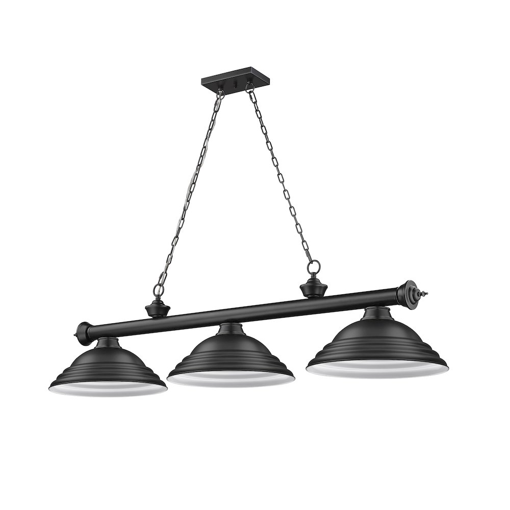 Z-Lite Cordon 3 Light Billiard, Steel Frame, Matte Black Shade Color. Picture 5