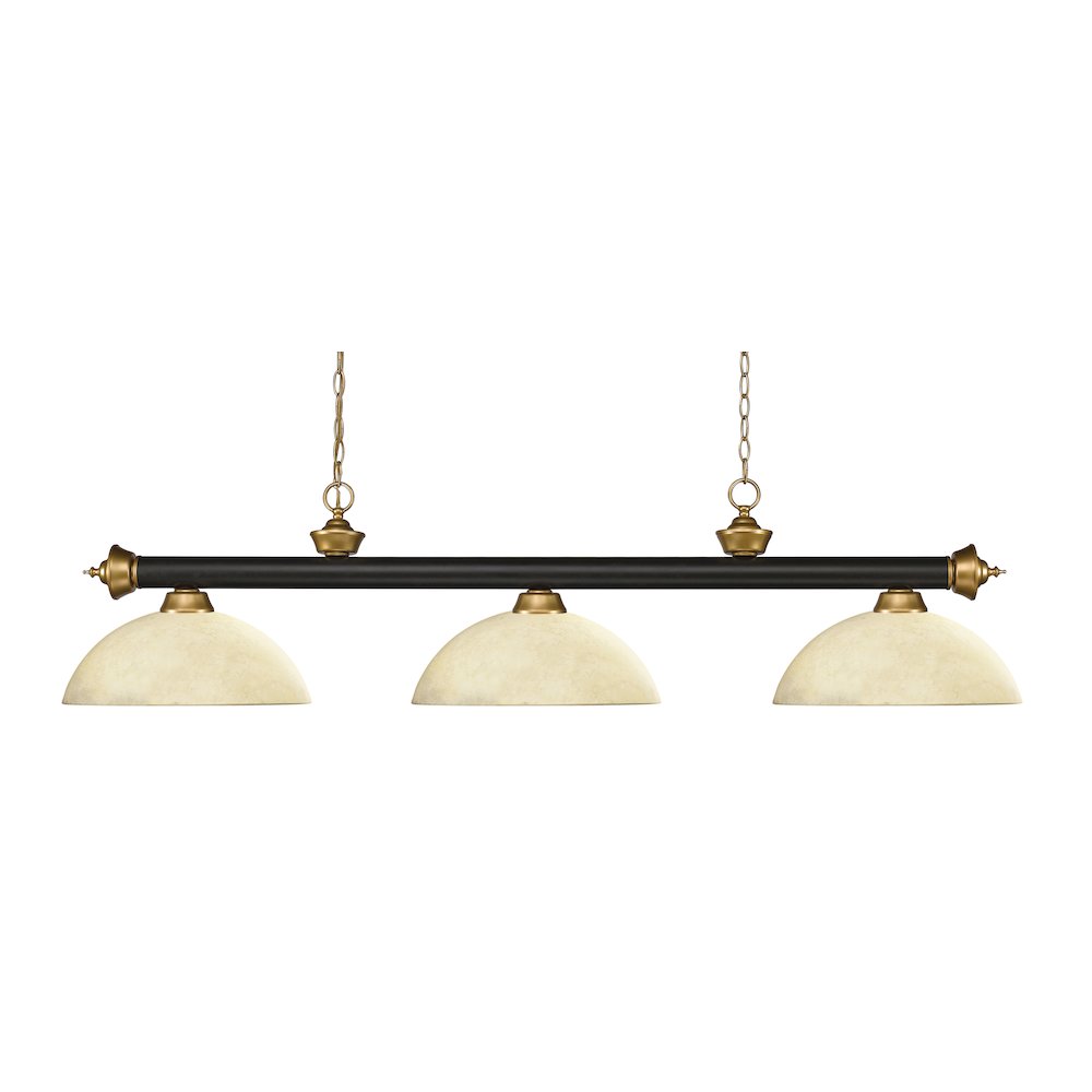 Z-Lite Riviera 3 Light Billiard, Steel Frame, Golden Mottle Shade Color. Picture 1