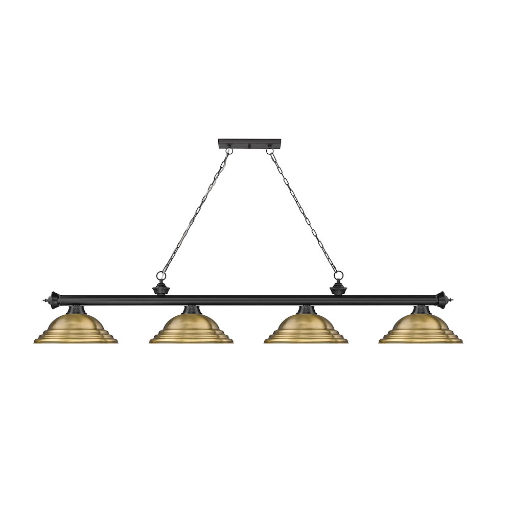 Z-Lite Cordon 4 Light Billiard, Steel Frame, Rubbed Brass Shade Color. Picture 2