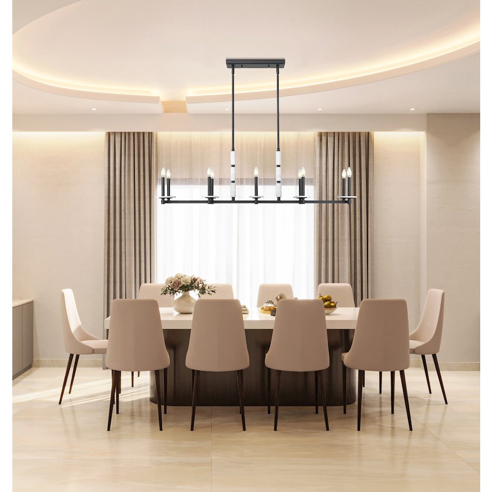 Z-Lite Kaden 10 Light Linear Chandelier in Matte Black color, Steel frame. Picture 7