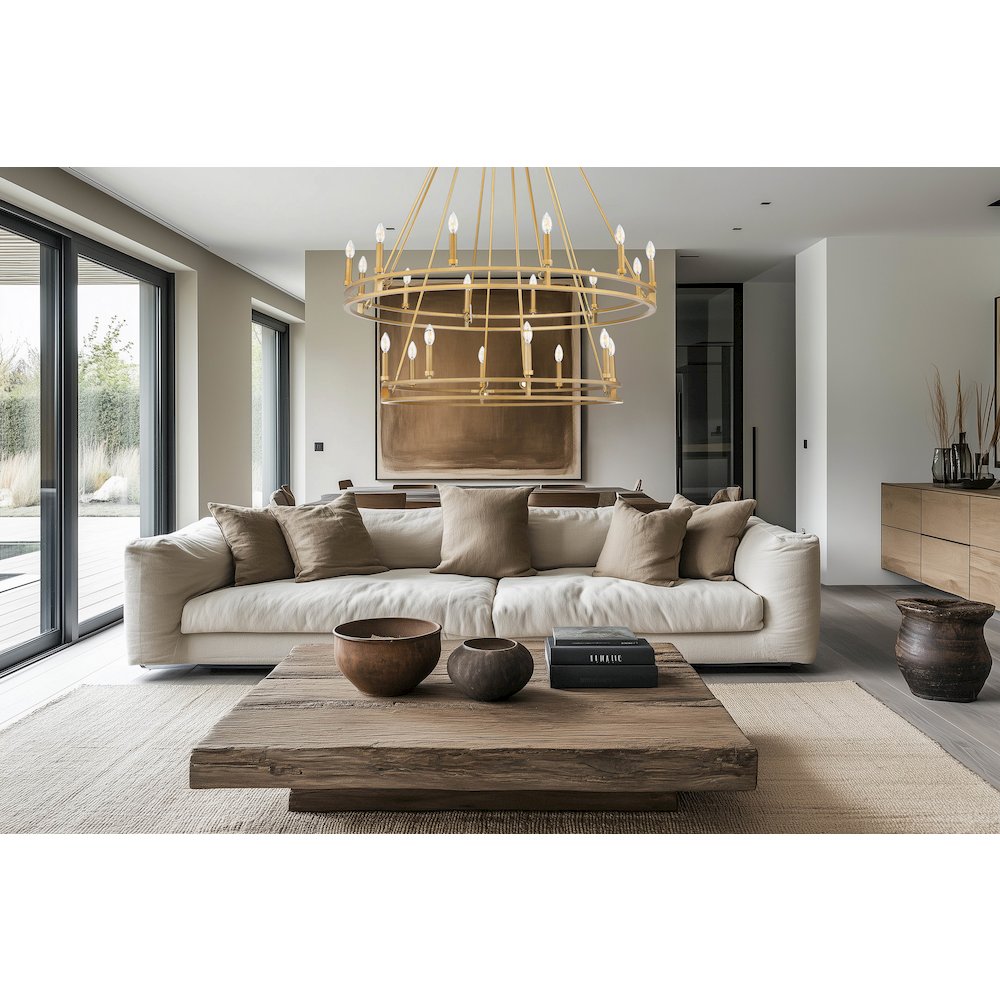 Z-Lite Dennison 20 Light Chandelier in Signature Brass color, Steel frame. Picture 6