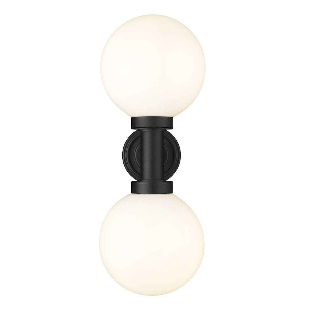 Z-Lite Laurent 2 Light Outdoor Wall Light in Black Frame Finish. Picture 2