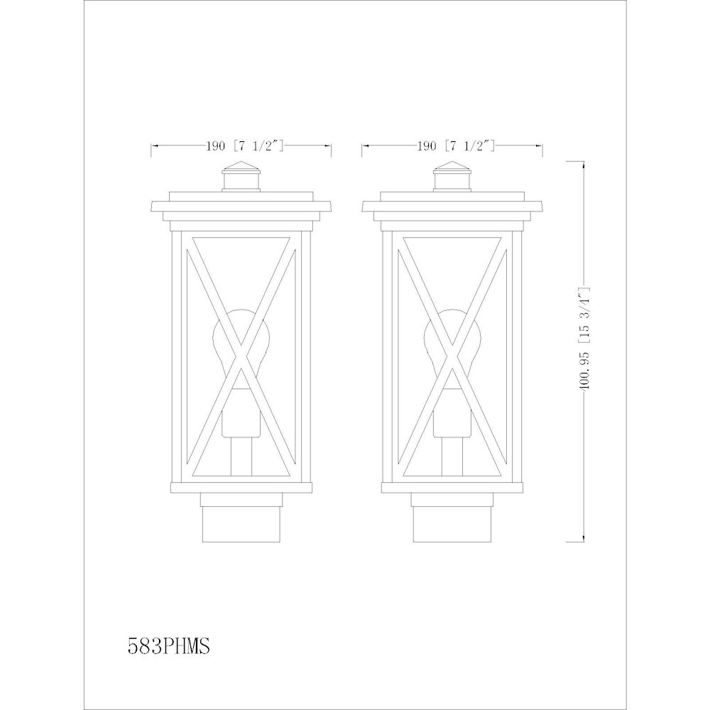 Z-Lite 1 Light Outdoor Post Mount Fixture. Picture 6