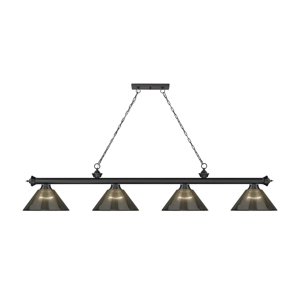 Z-Lite Cordon 4 Light Billiard, Steel Frame, Smoke Shade Color. Picture 2