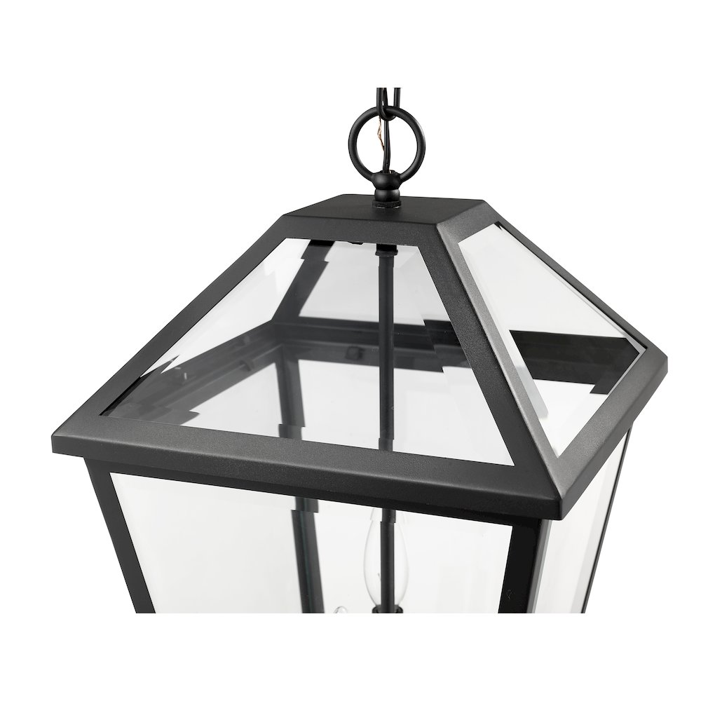 Z-Lite Talbot 3 Light Outdoor Chain Mount Ceiling Fixture, Black. Picture 4