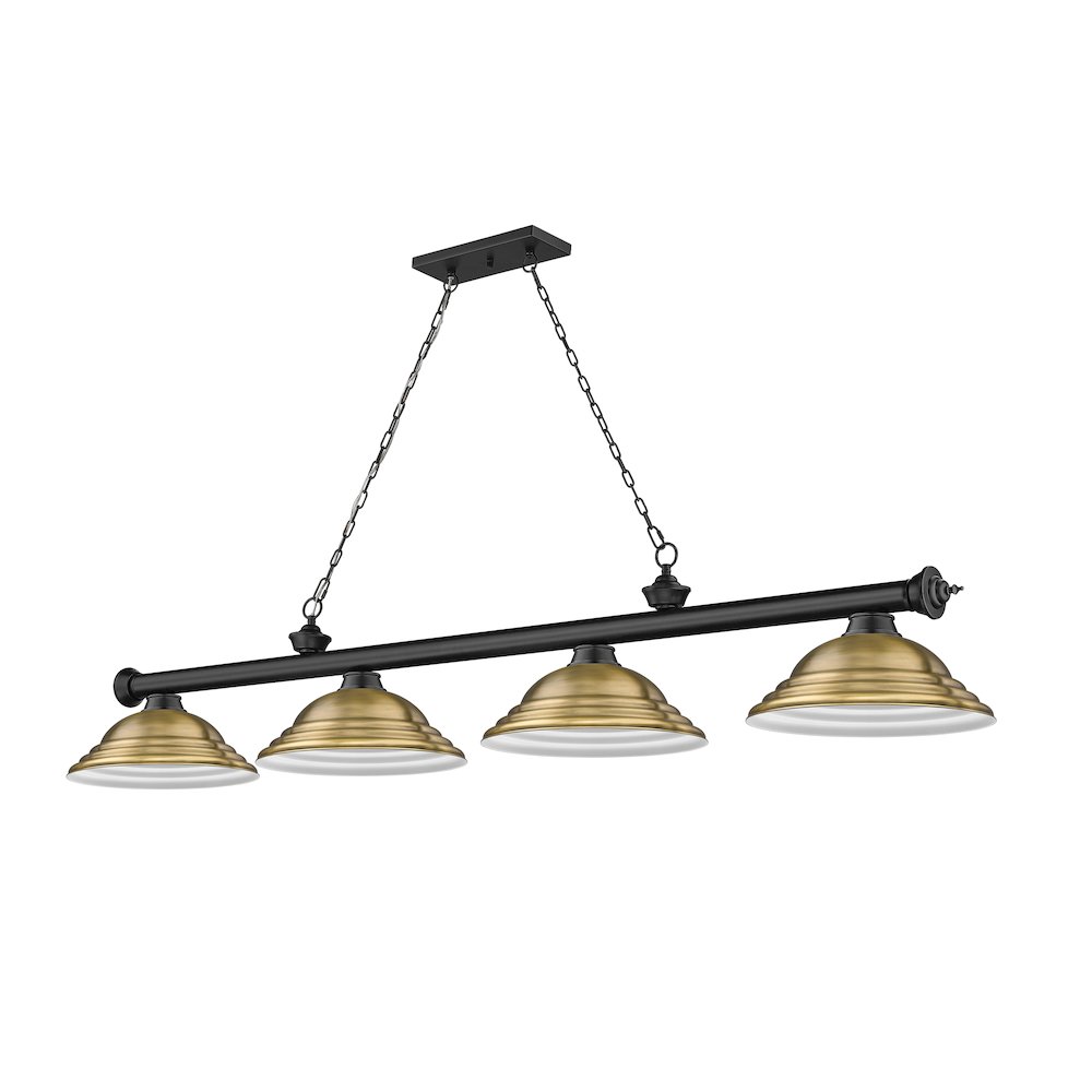 Z-Lite Cordon 4 Light Billiard, Steel Frame, Rubbed Brass Shade Color. Picture 5