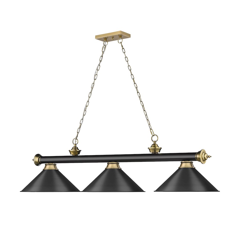 Z-Lite Cordon 3 Light Billiard, Steel Frame, Matte Black Shade Color. Picture 3