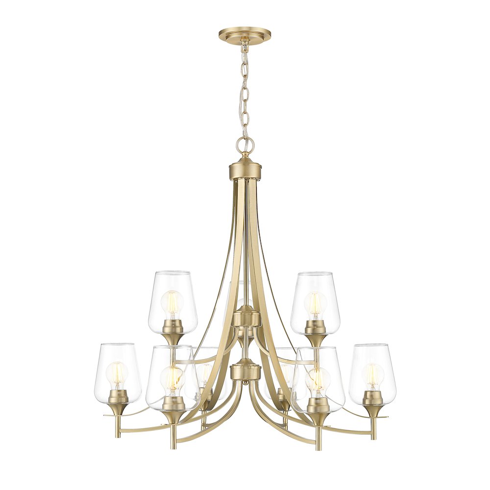 Z-Lite 9 Light Chandelier, Burnished Brass. Picture 1