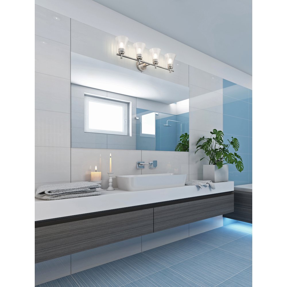 Z-Lite Belle 4 Light Vanity in Brushed Nickel color, Steel frame. Picture 6