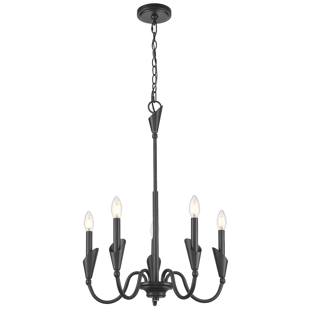 Z-Lite Claudelle 5 Light Chandelier in Matte Black color, Steel frame. Picture 2
