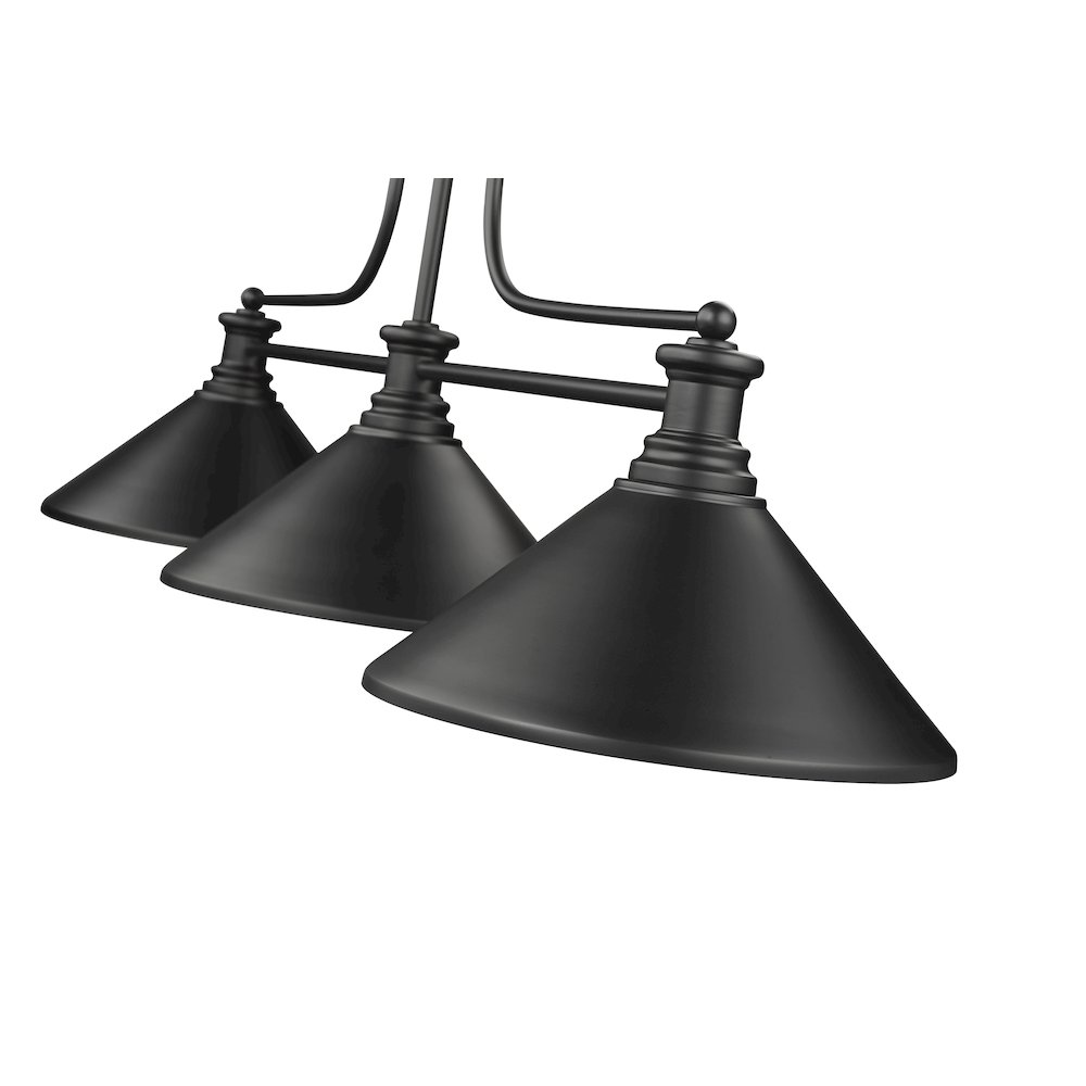 Z-Lite Melange 3 Light Billiard, Steel Frame, Matte Black Shade Color. Picture 4