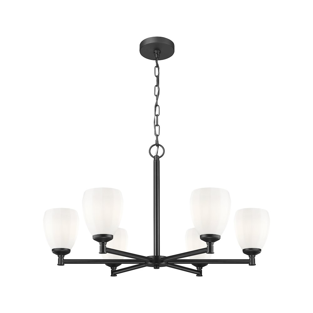 Z-Lite Oren 6 Light Chandelier in Matte Black color, Steel frame. Picture 3