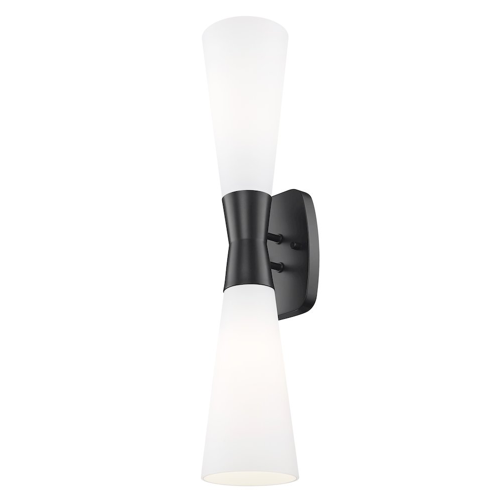 Z-Lite 2 Light Wall Sconce, Matte Black. Picture 3