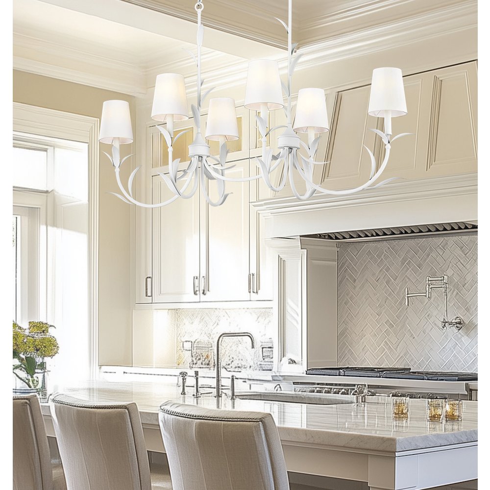 Z-Lite 6 Light Linear Chandelier, Textured White. Picture 6