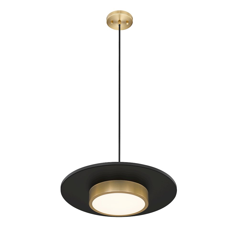 Z-Lite 1 Light Pendant, Matte Black + Modern Gold. Picture 2