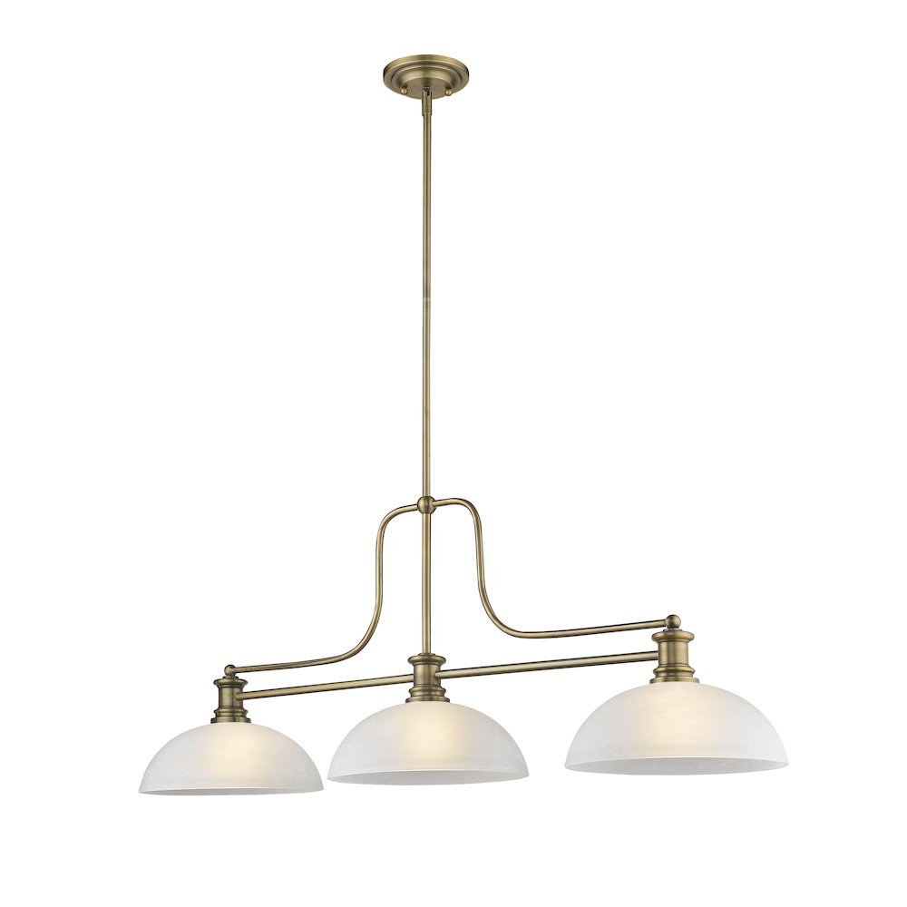Z-Lite Melange 3 Light Billiard, Steel Frame, White Linen Shade Color. Picture 1