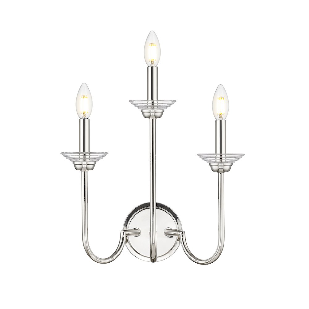 Z-Lite Allistair 3 Light Wall Sconce in Polished Nickel color, Steel frame. Picture 2