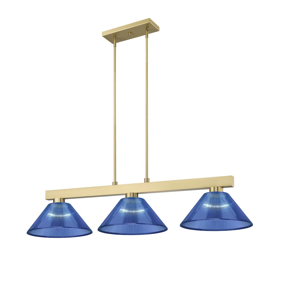 Z-Lite Cobalt 3 Light Billiard, Steel Frame, Dark Blue Shade Color. Picture 1